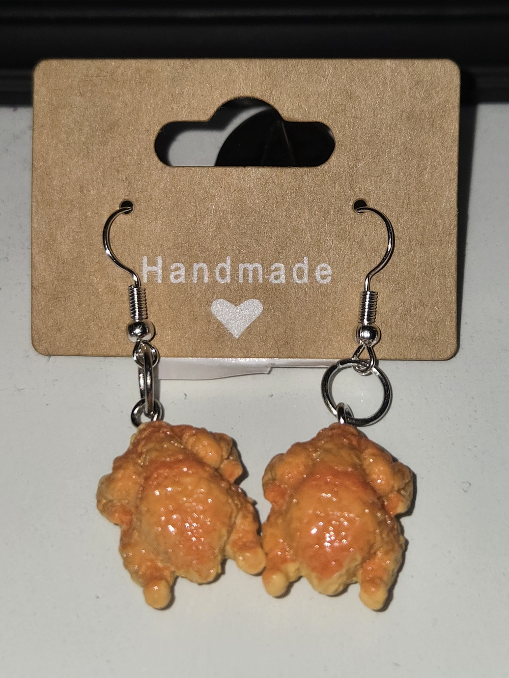 Handmade Orange Roast Chicken Novelty Dangle Earrings